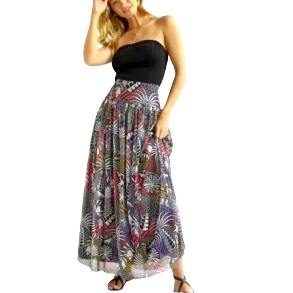 FARM Rio Dresses & Skirts - Farm Rio Maxi Skirt Medium Tropical Novelty Mesh Pineapple Anthropologie Resort